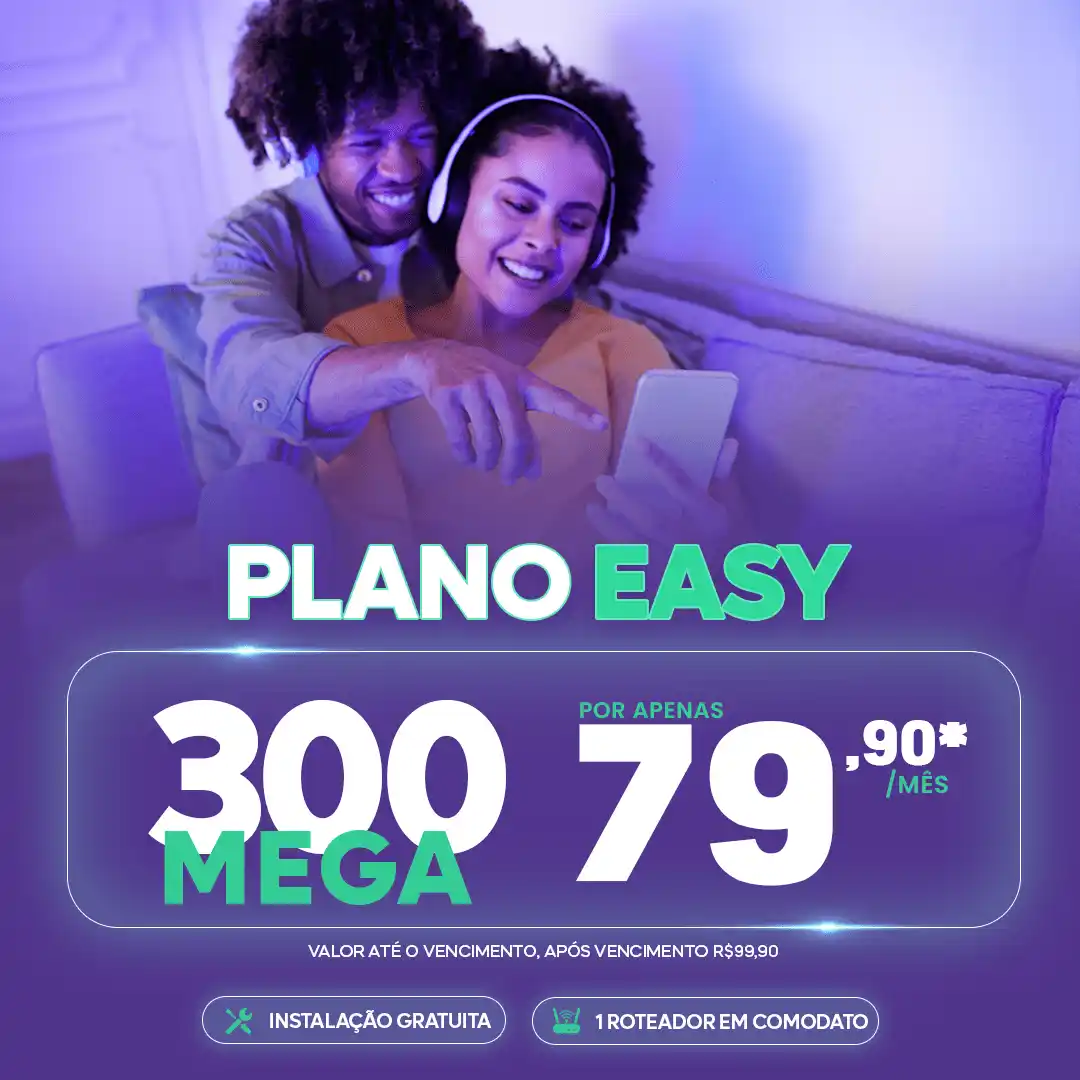 Plano Vaidenet Easy Internet Fibra Óptica 300 mega