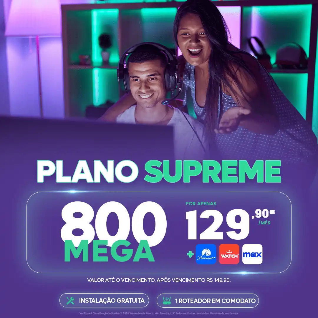 Plano Vaidenet Supreme Internet Fibra Óptica 800 mega