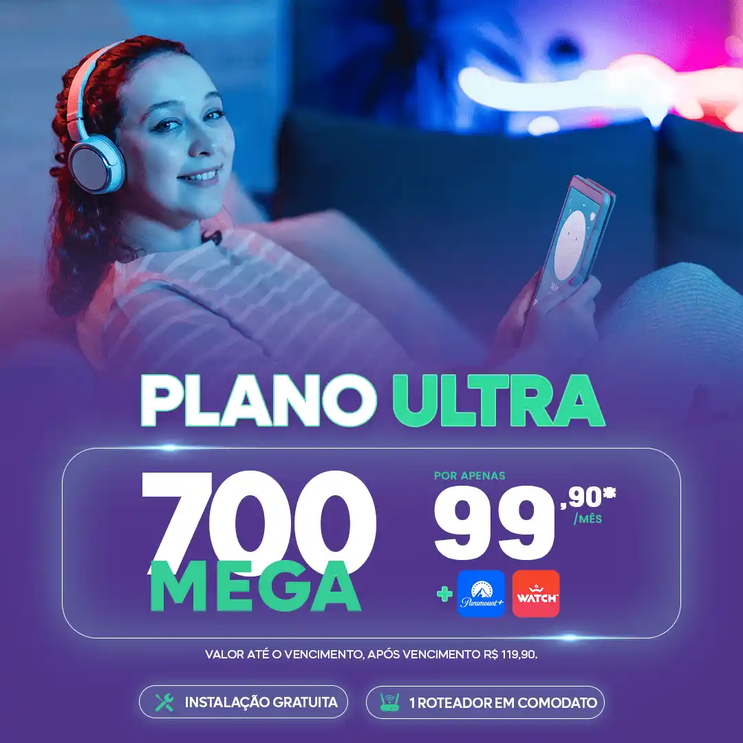 Plano Vaidenet Ultra Internet Fibra Óptica 700 mega